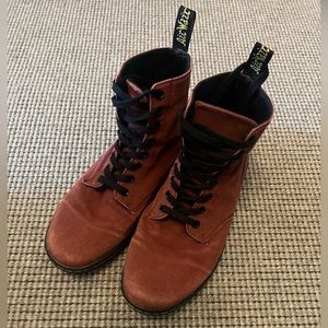 Dr Martens Alfie Canvas Cherry Maroon Lace Up Boots